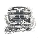 Dodge Challenger burnout front view tattoo design idea