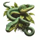 a 3 headed mamba snake wrapped around a tree branch with its tongue out hissing tattoo design idea