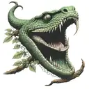 a 3 headed mamba snake wrapped around a tree branch with its tongue out hissing tattoo design idea