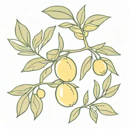 lemon tree branch with olive branches tattoo design idea