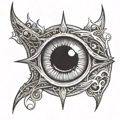 basic line drawing of the eye of sauron tattoo design idea