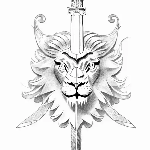 winged lion with a sword tattoo design idea