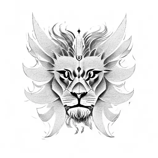 winged lion with a sword tattoo design idea