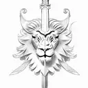 winged lion with a sword tattoo design idea