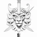 winged lion with a sword tattoo design idea