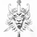 winged lion with a sword tattoo design idea