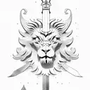 winged lion with a sword tattoo design idea