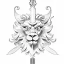 winged lion with a sword tattoo design idea