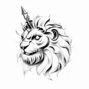 winged lion with a sword tattoo design idea
