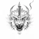 winged lion with a sword tattoo design idea