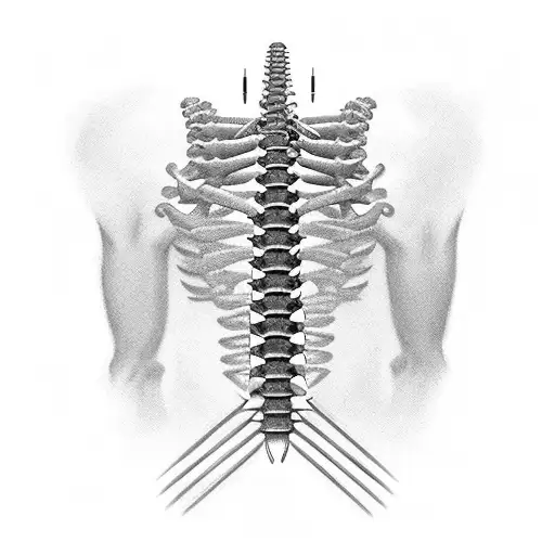 spine with screws and rods to signify the pain i went through.  tattoo design idea