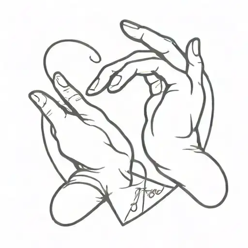 Two hands forming a heart with the word 'sister' in sign language tattoo design idea