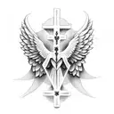 BEACH WITH ANGEL WINGS WITH HEART AND CROSS tattoo design idea