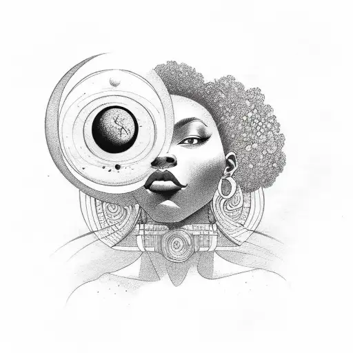 black women represents planet venus tattoo design idea