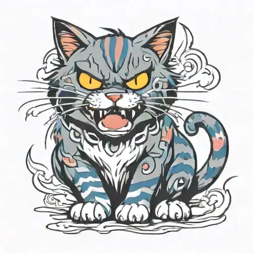 angry cat tattoo design idea