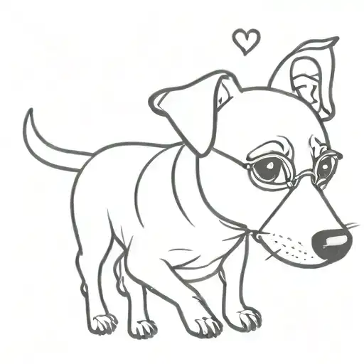 jack russell with heart shaped glasses   tattoo design idea