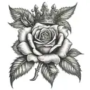 rose and crown tattoo design idea
