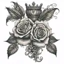 rose and crown tattoo design idea