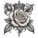 rose and crown tattoo design idea