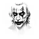 "My life is nothing but a comedy" from the latest Joker movie. Tattoo idea. Black and white. Only face. With a phrase tattoo design idea