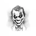 "My life is nothing but a comedy" from the latest Joker movie. Tattoo idea. Black and white. Only face. With a phrase tattoo design idea