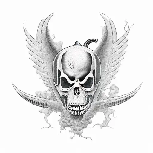 grim reaper with black horse behind it tattoo design idea