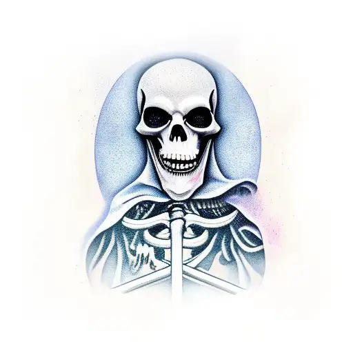 grim reaper with black horse behind it tattoo design idea