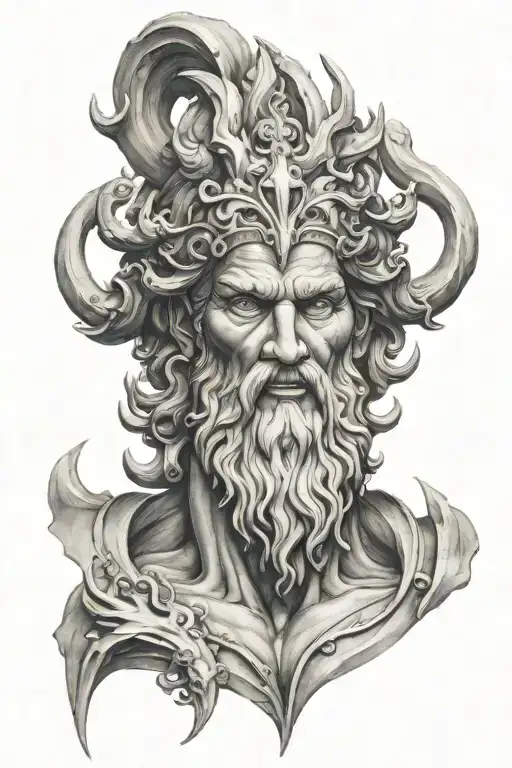 poseidon god tattoo design idea