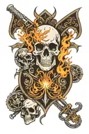 ace of spades,skull ,and dragon breathing fire tattoo design idea