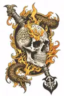 ace of spades,skull ,and dragon breathing fire tattoo design idea
