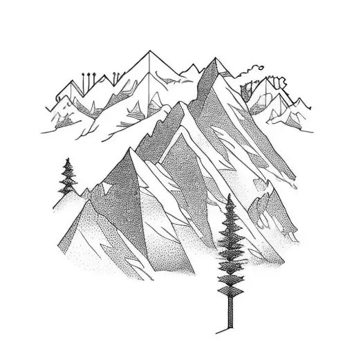 snowboard freeride mountains tattoo design idea