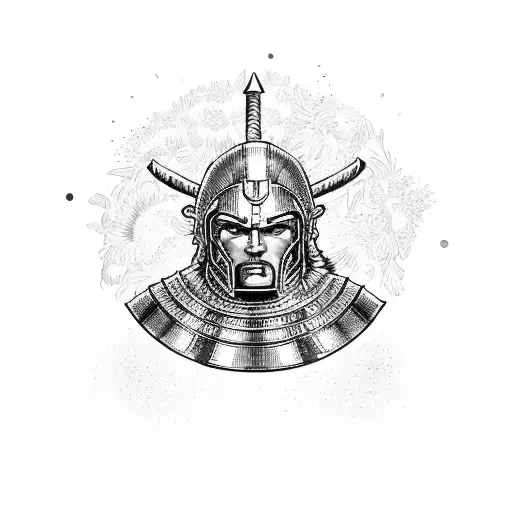 A spartan warrior surrounded by a garden of vibrant flowers tattoo design idea