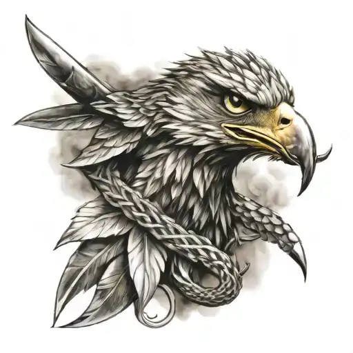 snake eagle dagger tattoo design idea
