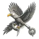 symetric eagle with dagger between its wings and snake tattoo design idea