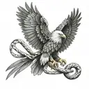 symetric eagle with dagger between its wings and snake tattoo design idea