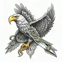 symetric eagle with dagger between its wings and snake tattoo design idea