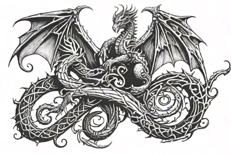 Gemini dragon intertwined tattoo design idea