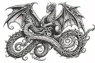 Gemini dragon intertwined tattoo design idea