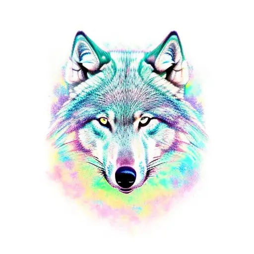 um lobo uivando para a lua com uma montanha e um pinheiro ao fundo tattoo design idea