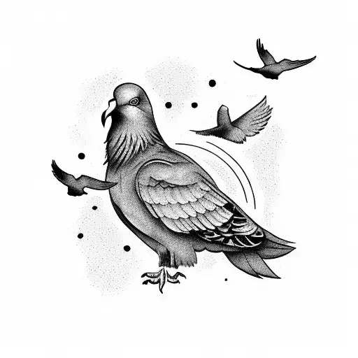 "This Too Shall Pass" but incorporate a dove and a raven that represent the good and bad in someones life tattoo design idea