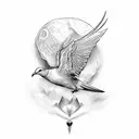 the words "This Too Shall Pass" but incorporate a dove and a raven that represent the good and bad in someones life tattoo design idea