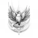 the words "This Too Shall Pass" but incorporate a dove and a raven that represent the good and bad in someones life tattoo design idea