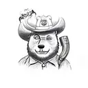 smokey bear committing suicide with shotgun tattoo design idea