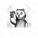smokey bear committing suicide with shotgun tattoo design idea