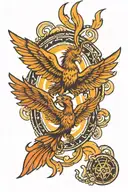 Phoenix bird and Nuke cross together both   tattoo design idea