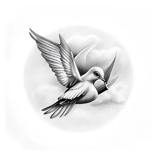 Little doves flying in circle tattoo design idea