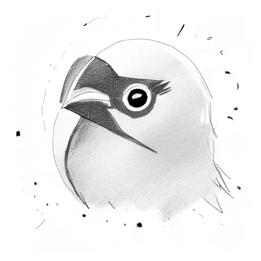 A minimalistic sketch of a black bird holding a banner that says 'XOXO' in its beak tattoo design idea