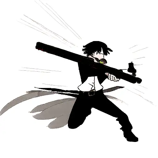 one crow with a gun comically shooting at an anthor crow  tattoo design idea