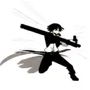 one crow with a gun comically shooting at an anthor crow  tattoo design idea