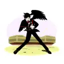 one crow with a gun comically shooting at an anthor crow  tattoo design idea